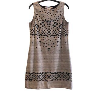 Max Studio Bohemian Abstract Geometric Cutout Cotton Shift Dress Size M